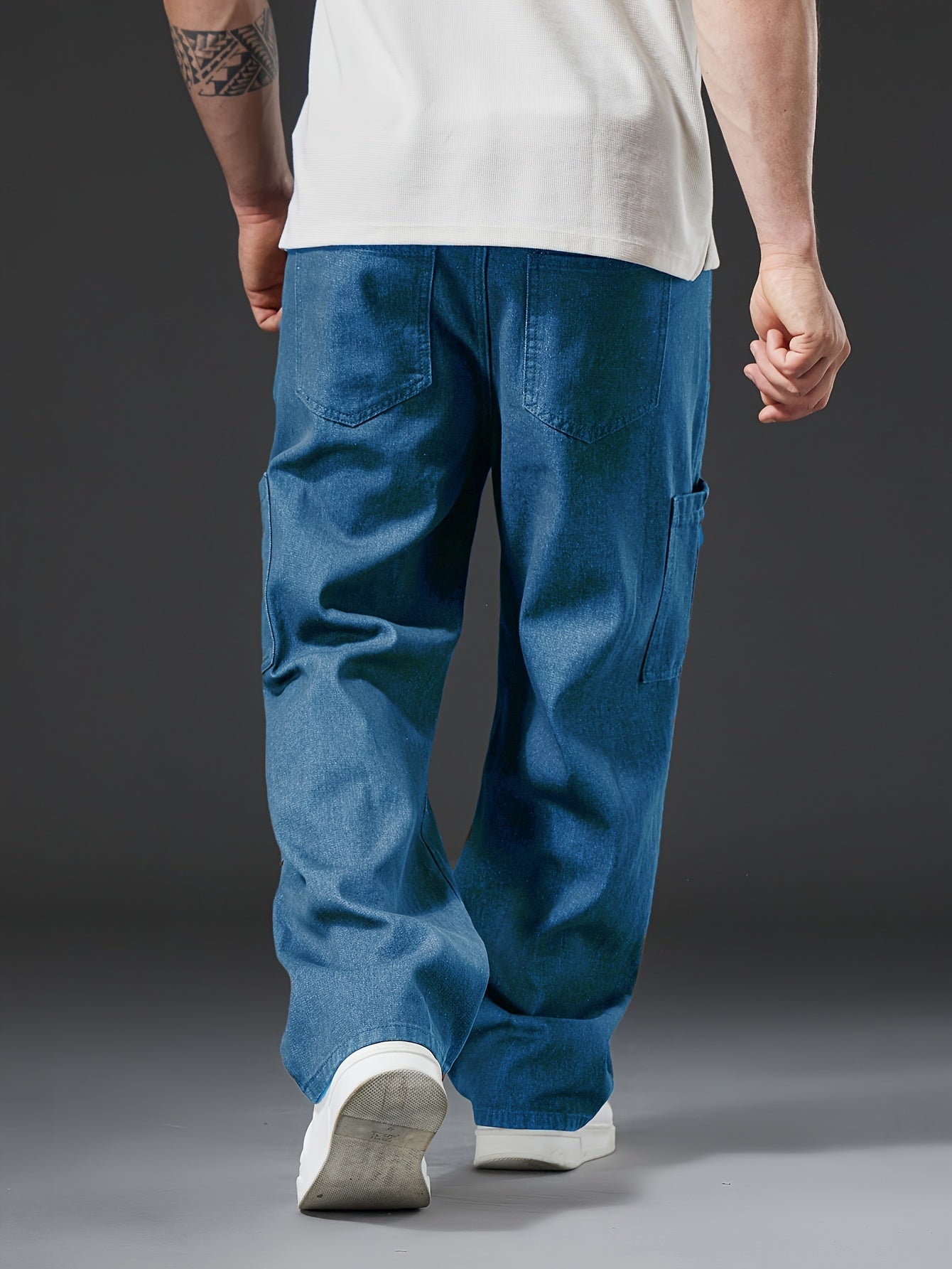 Relaxed Fit Mens Cargo Pants - Multi-Pocket, Washed, Non-Stretch Denim with Comfortable Causal Style for Outdoor Activities All-Year-Round