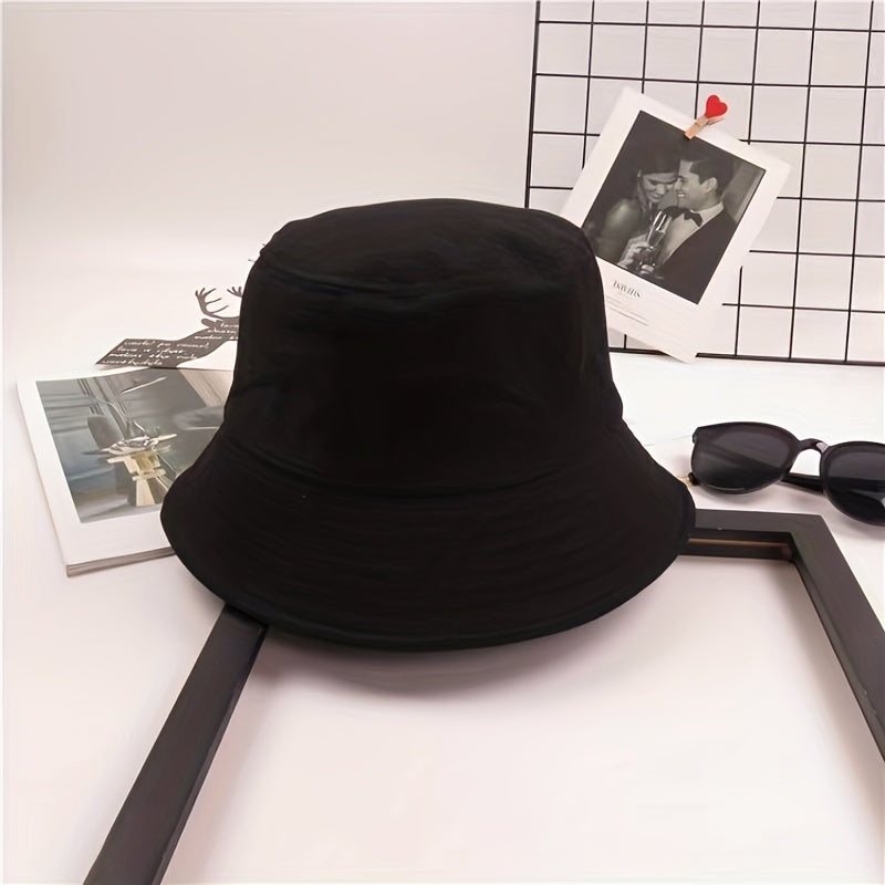 1pc Stylish Unisex Bucket Hat - Double-Sided Sunshade, Plain Color, Versatile, Trendy, and Breathable for Outdoor Vacation Travel, Hiking, and Daily Wear
