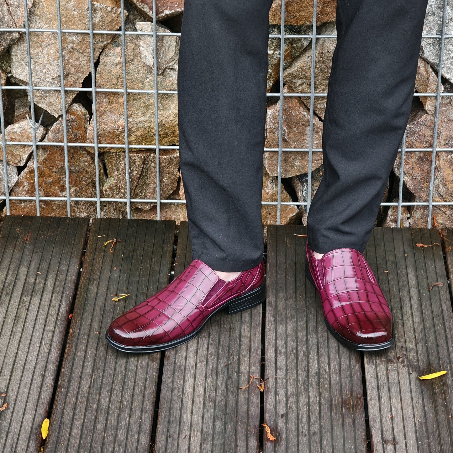 Plus Size Mens Slip On Dress Shoes - Timeless Solid Color Design, Exuding Elegant Sophistication, Ultra-Comfy Cushioning, Slip-Resistant, Durable - Perfect for Outdoor Enthusiasts and Active Men, Ideal for Walking, Hiking, and Other Casual Activities