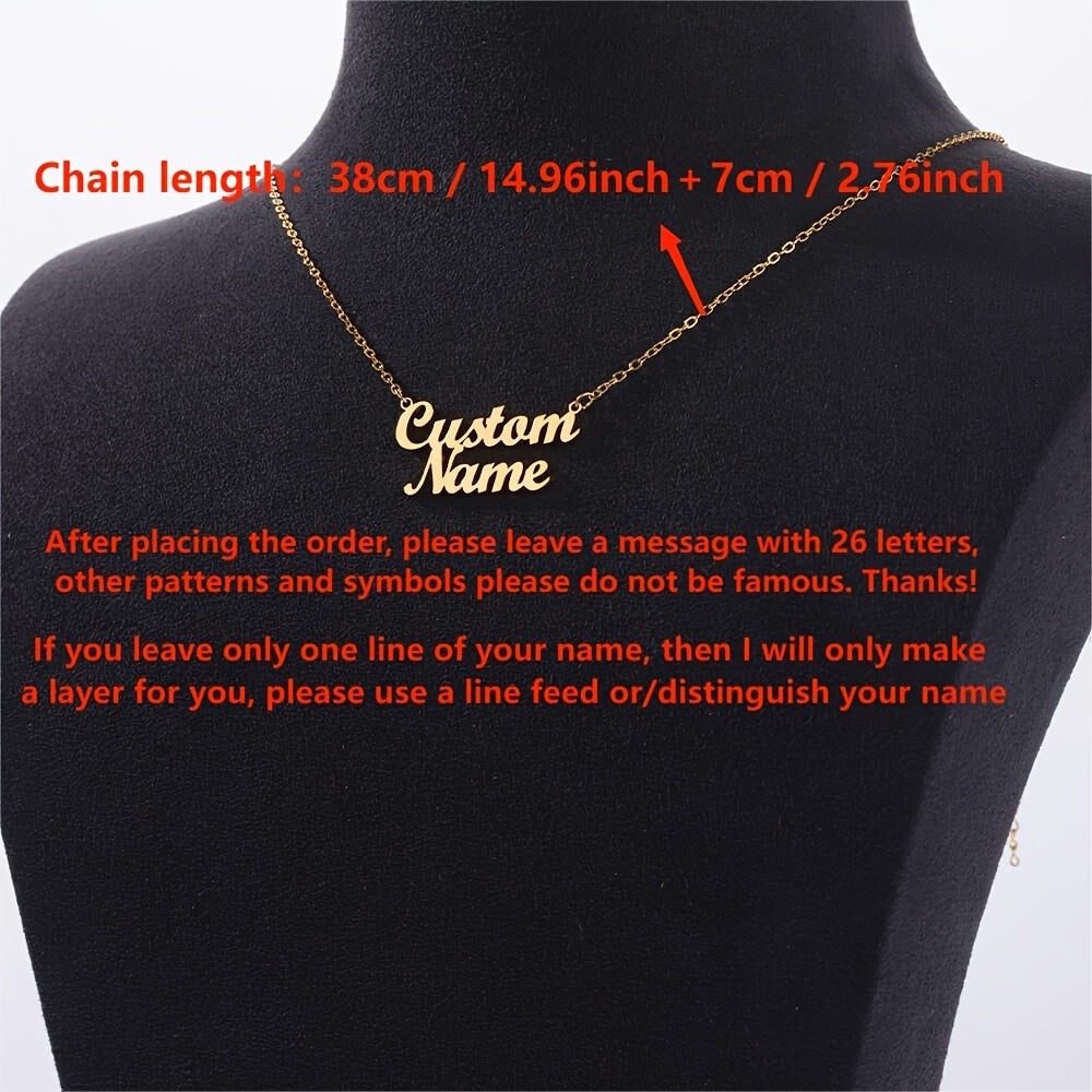 Personalized Hollow Two Names Necklace, Customized Stainless Steel Double Layer Letter Name Pendant Necklace