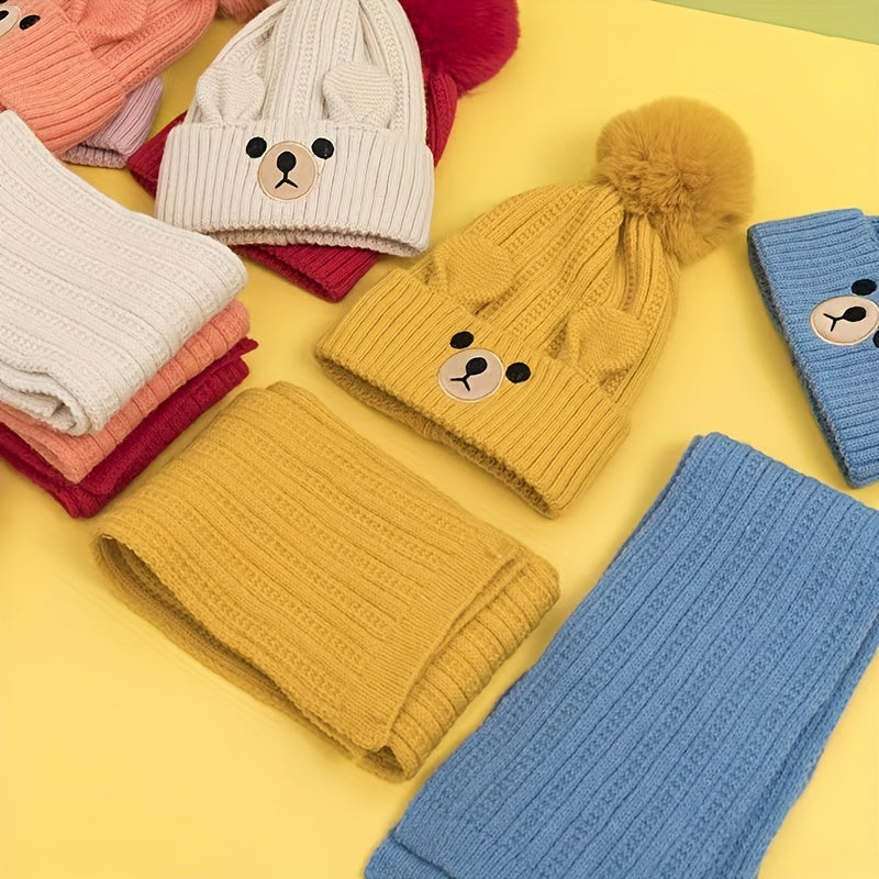 2pcs Cozy Winter Kids Hat and Scarf Set - Soft Velvet Warmth for Boys and Girls, Perfect Gift Idea for Little Ones, Ideal for Outdoor Play and Cold Weather
