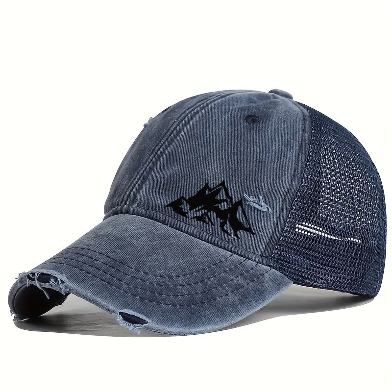 1pc Unisex Lightweight Solid Color Sports Baseball Cap with Hill Print Pattern - Adjustable Fit, Perfect for Outdoor Sports and Ideal Gift Choice