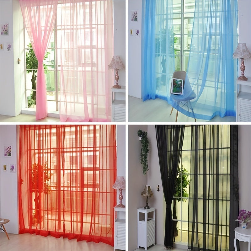 2pcs Vibrant Floral Sheer Voile Curtains - Lightweight, Breathable Window Panels for Living Room & Bedroom Decor, 78.7" x 39.4", Easy Care