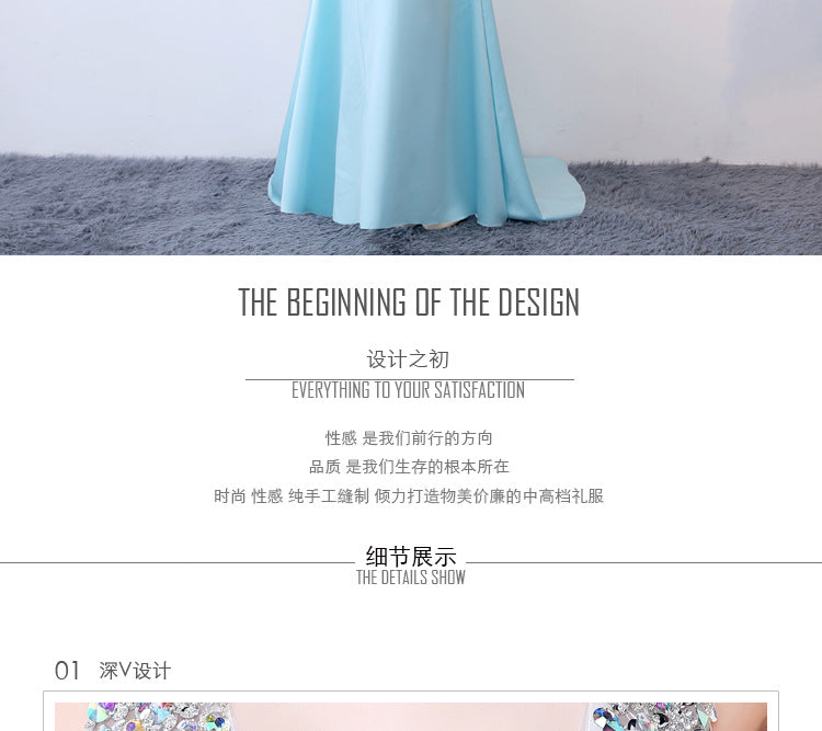 LOVECCR Quality Women's Spring Clothing Rhinestone 145 Normal Sleeveless Deep V-neck Evening Dress Agent to Join