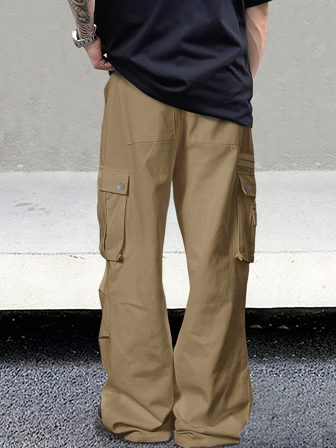 Men's Comfort Fit Classic Cargo Pants - Multi-Pocket, Loose Drawstring, Breathable, Water-Resistant, Skateboarding, Street, Outdoor Camping, Travel, Hiking, and Everyday Wear