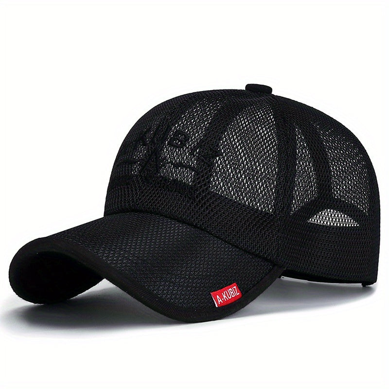 Men's Fashion Breathable Letter Mesh Baseball Cap, Outdoor Fishing Cap, Sun Hat