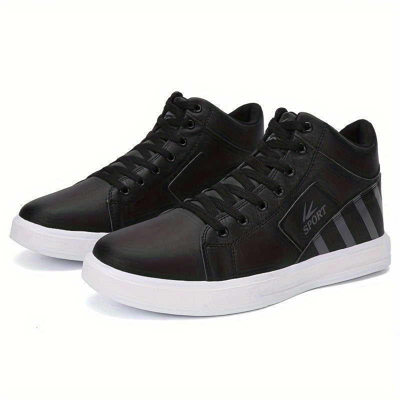 Plus Size Mens Skateboard Shoes - Fashionable and Stylish Vibrant Single-Tone Hue Ankle-High Supportive Design Ultra-Comfortable Cushioning Slip-Resistant Outsole Secure and Adjustable Fastening Durable and Grip-Enhancing Rubber Sole - Ideal for Skateboar