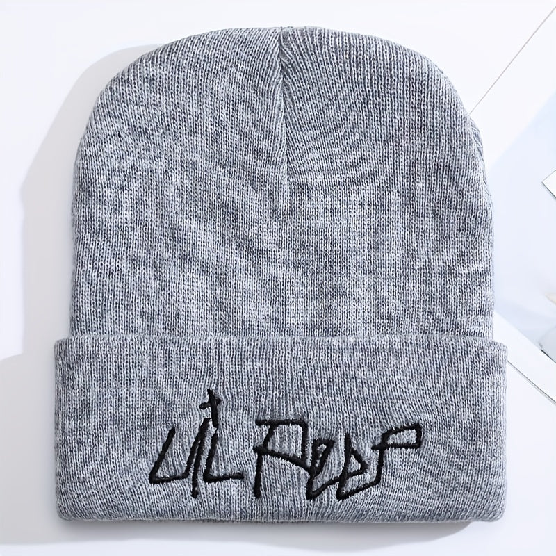 Trendy Embroidered Acrylic Beanie - Unisex Street Style, Comfortable Warmth for Winter & Autumn