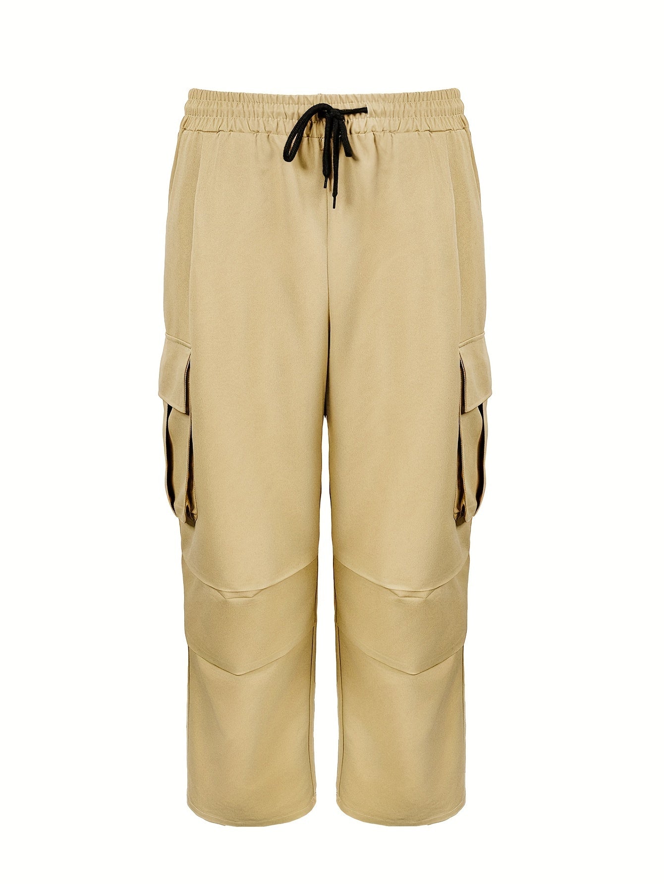 Relaxed Fit Streetwear Cargo Pants for Men - Comfortable Drawstring Waist, Multiple Functional Pockets, All-Season Outdoor and Leisure Wear, Ideal for Work and Daily Life