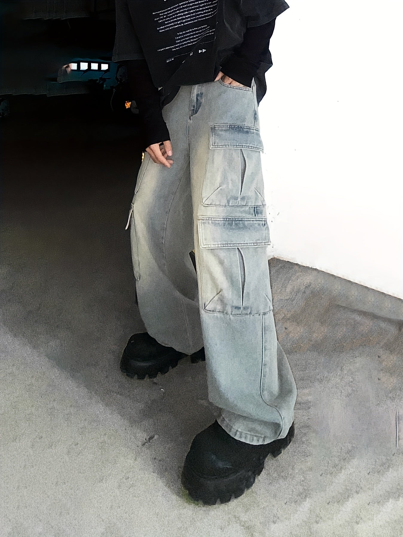 Relaxed Fit Multi-Pocket Cargo Pants - Overalls with Casual Style, Stretchy Fabric, and Practical Design for Spring and Fall Outdoor Enthusiasts, K-Pop Fans, and Everyday Wear