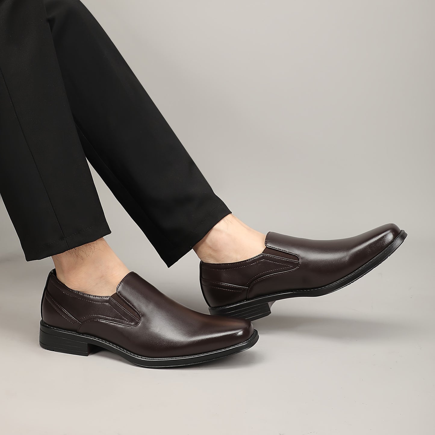 PLUS SIZE Mens Premium Solid Slip-On Dress Shoes - Comfortable & Durable for Business - Breathable, Wear-resistant, Anti-Skid - Perfect for Spring, Summer, and Autumn