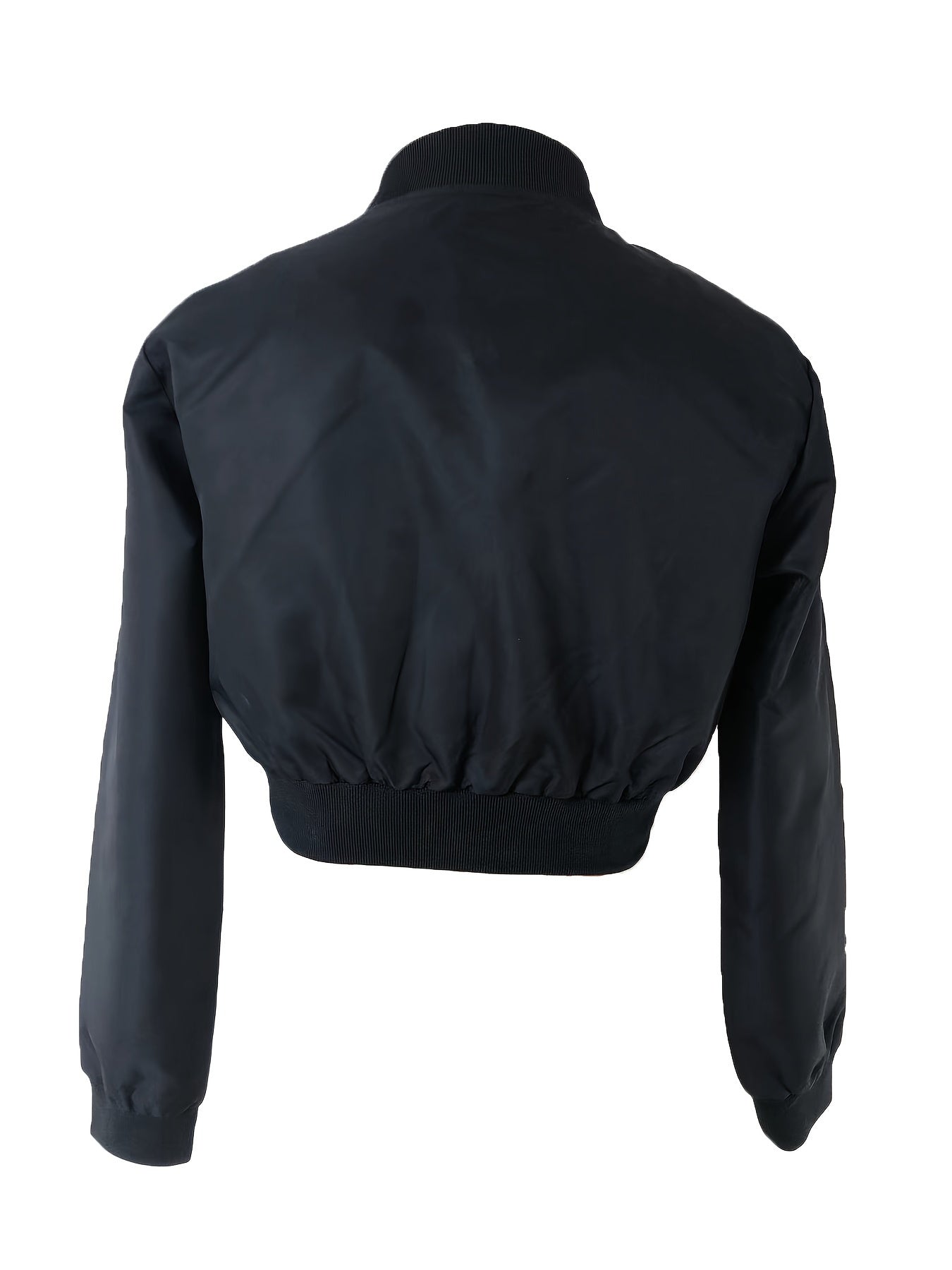 Trendy Solid Crop Jacket - Long Sleeve, Zipper Front, Y2K Inspired, Perfect for Spring & Fall, Women's Fashion Clothing for Casual Daily Wear