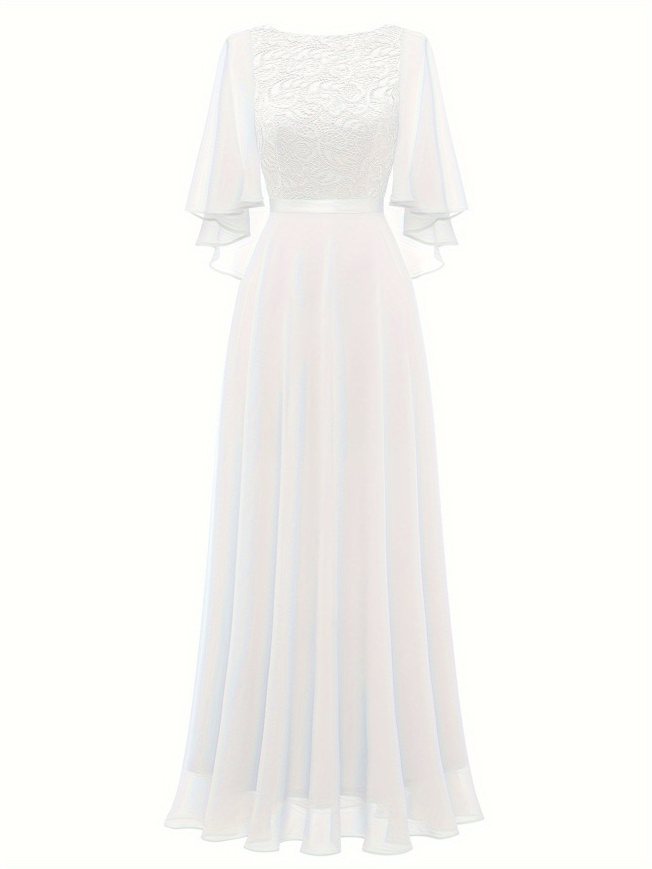 LOVECCR Timeless Solid Lace Aline Bridesmaid Dress - Chic Crew Neckline, Flattering Wedding Party Gown - Premium Womens Fashion