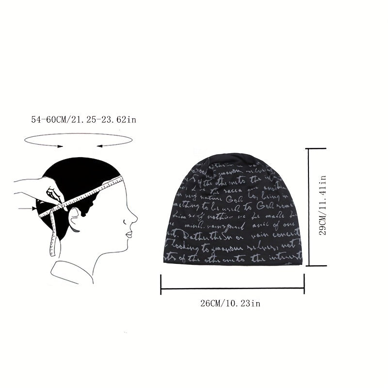 Comfy Cotton Beanie - Stretchable & Breathable Unisex Cap with Chic Geometric Pattern, Ideal for Sports & Gifts