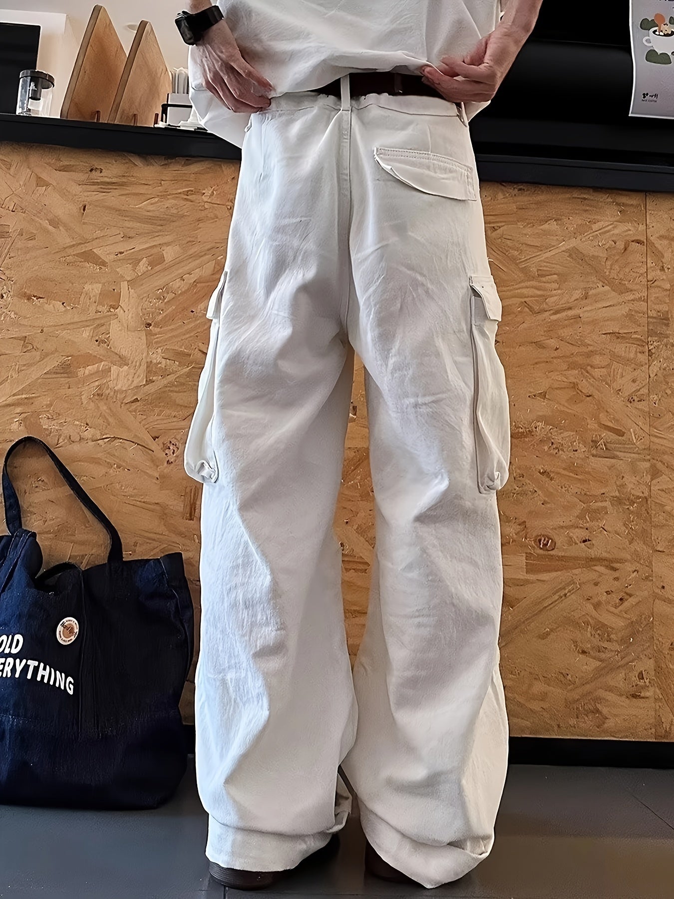 Men's Loose Fit Wide Leg Jeans With Pockets, Men's Stylish Comfy Denim Pants, Street Style Fashion