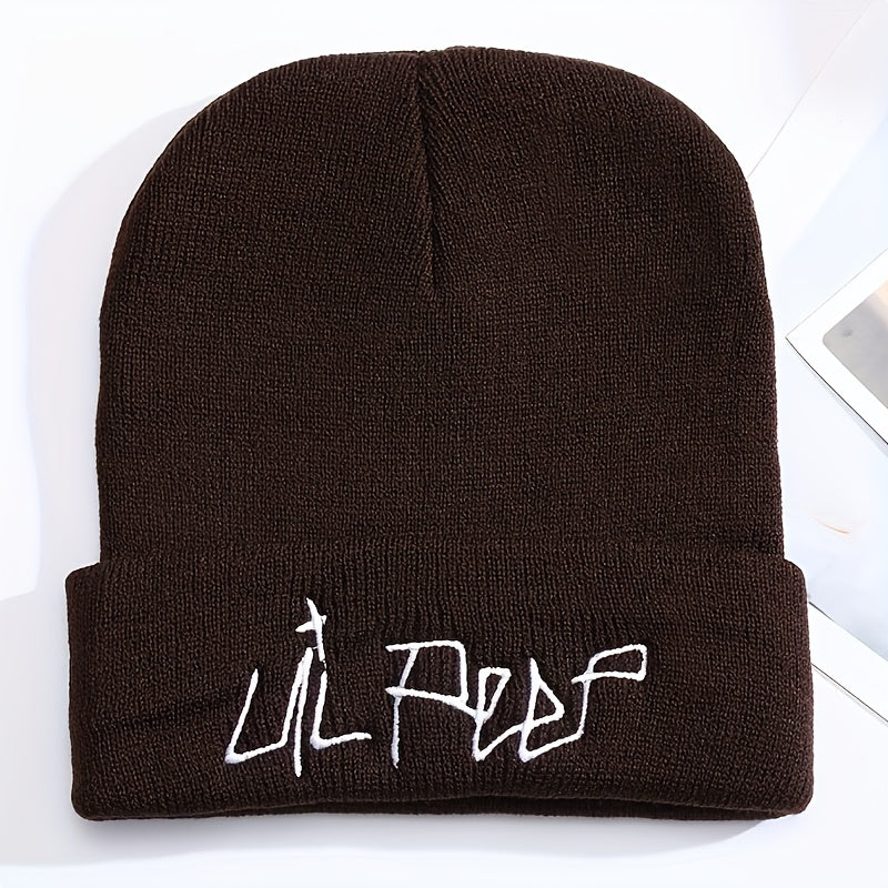Trendy Embroidered Acrylic Beanie - Unisex Street Style, Comfortable Warmth for Winter & Autumn
