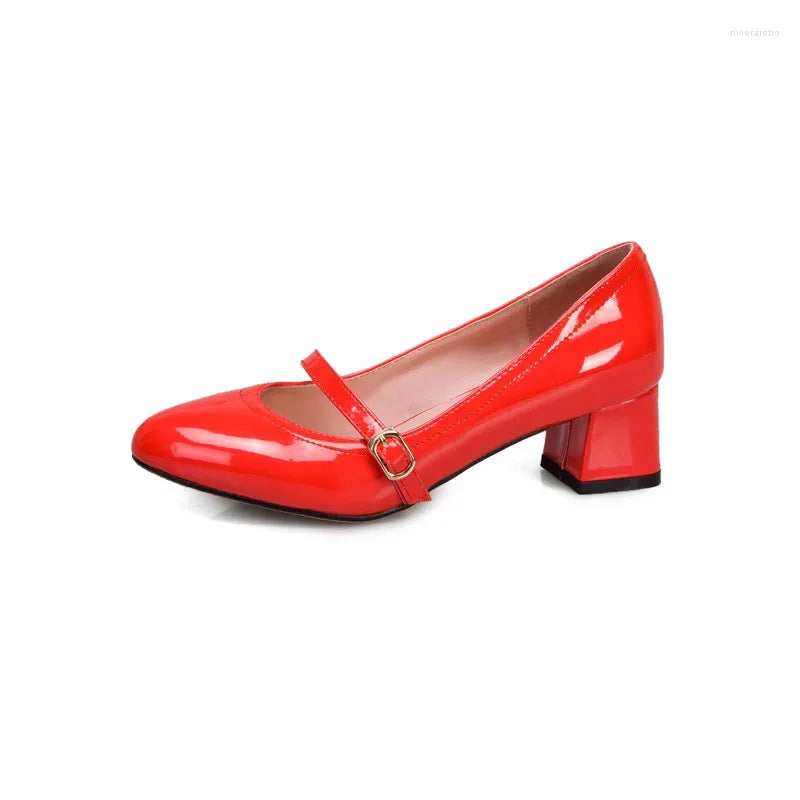 Dress Shoes Thick Heel Medium Shallow Mouth Pointed Head Patent Leather Women's