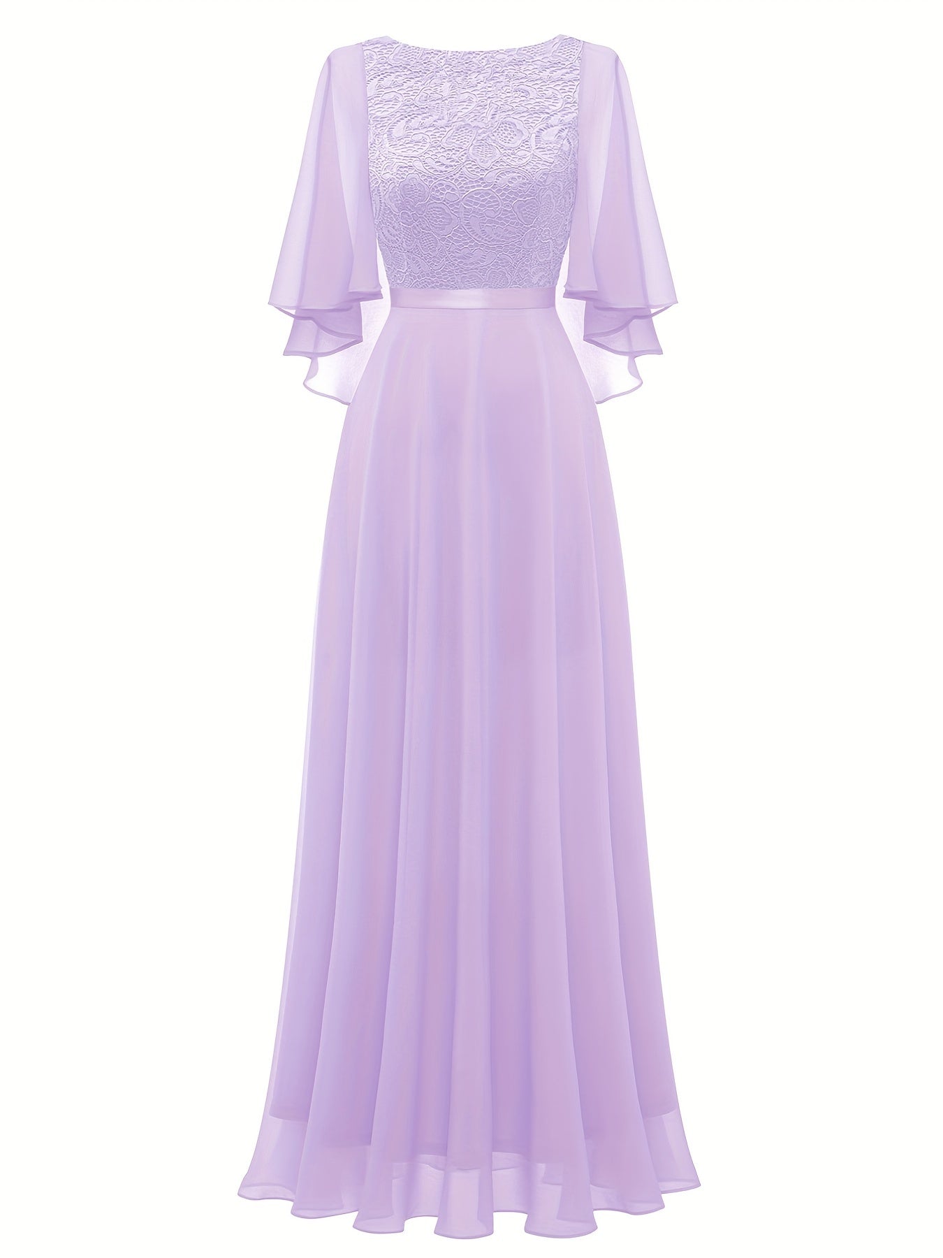 LOVECCR Timeless Solid Lace Aline Bridesmaid Dress - Chic Crew Neckline, Flattering Wedding Party Gown - Premium Womens Fashion