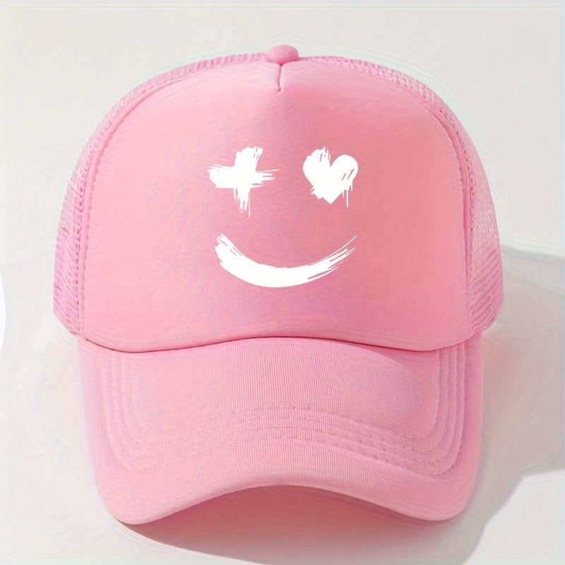 Summer Fun Cartoon Print Baseball Cap - Stylish Mesh Peaked Cap for Men and Women - Breathable, Adjustable, and Sunshade Cap for Outdoor Activities