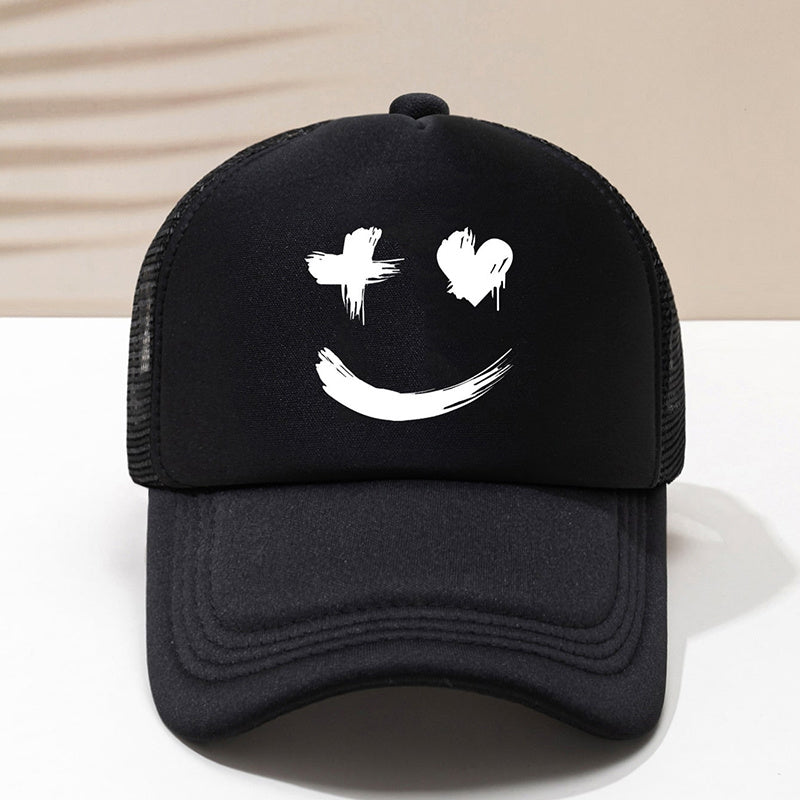 Summer Fun Cartoon Print Baseball Cap - Stylish Mesh Peaked Cap for Men and Women - Breathable, Adjustable, and Sunshade Cap for Outdoor Activities