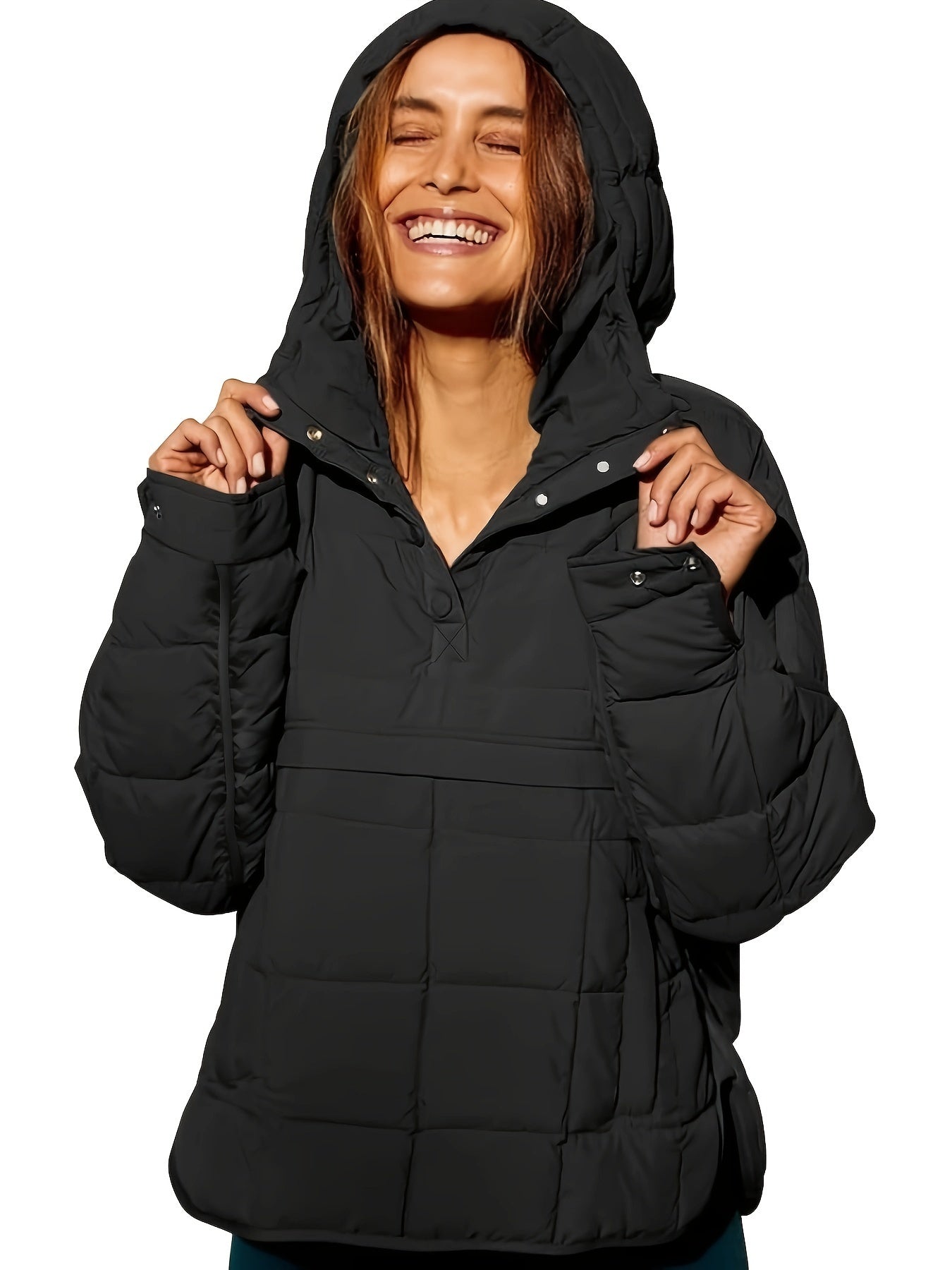 Womens Stylish Solid Hooded Winter Coat - Cozy Fleece Lined, Long Sleeve, Warm Outerwear for Fall & Winter - Versatile Casual Style
