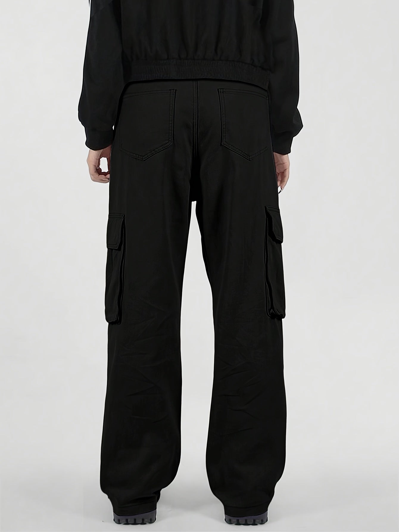Mens Relaxed Cargo Pants - Comfort Drawstring, Trendy Solid Colors, Roomy Pockets for Casual Style