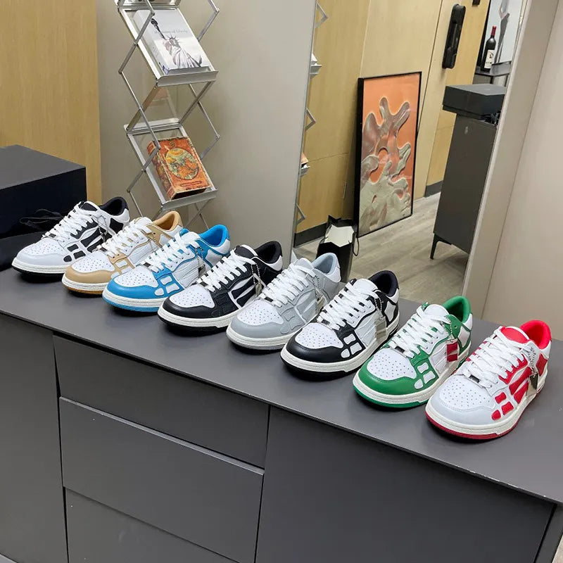 Shoes Running Men women Designer Skel Low Bones Hi Leather Sneakers Luxury Skeleton Blue Red White Black Green Gray Brown couple Original 35-46