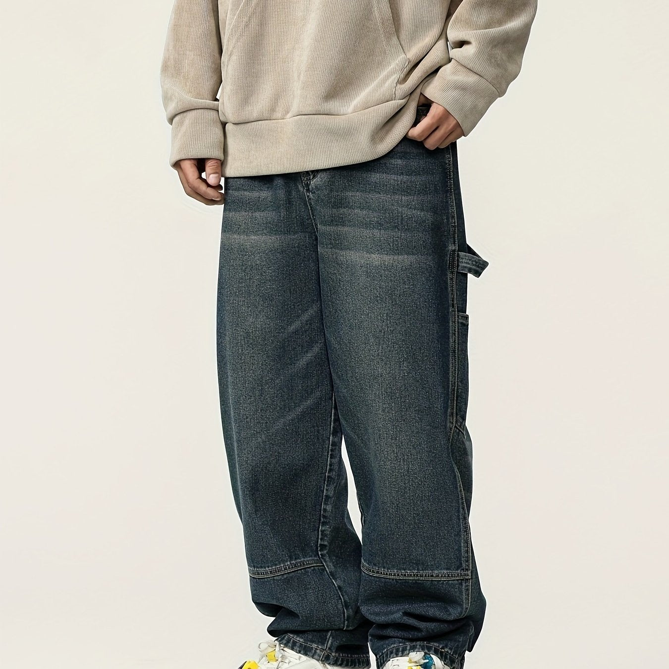 Men's Casual Loose-Fit Cotton Pants | Multi-Pocket Outdoor Utility | Non-Sheer Woven Fabric | Ideal for Spring/Fall