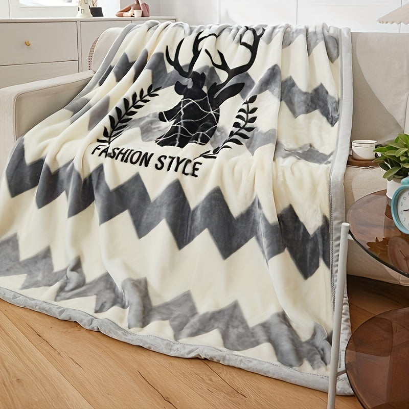 Luxurious Double-Layered Coral Fleece Throw Blanket - Soft, Thick & Cozy for Winter Comfort | Vintage Animal Design