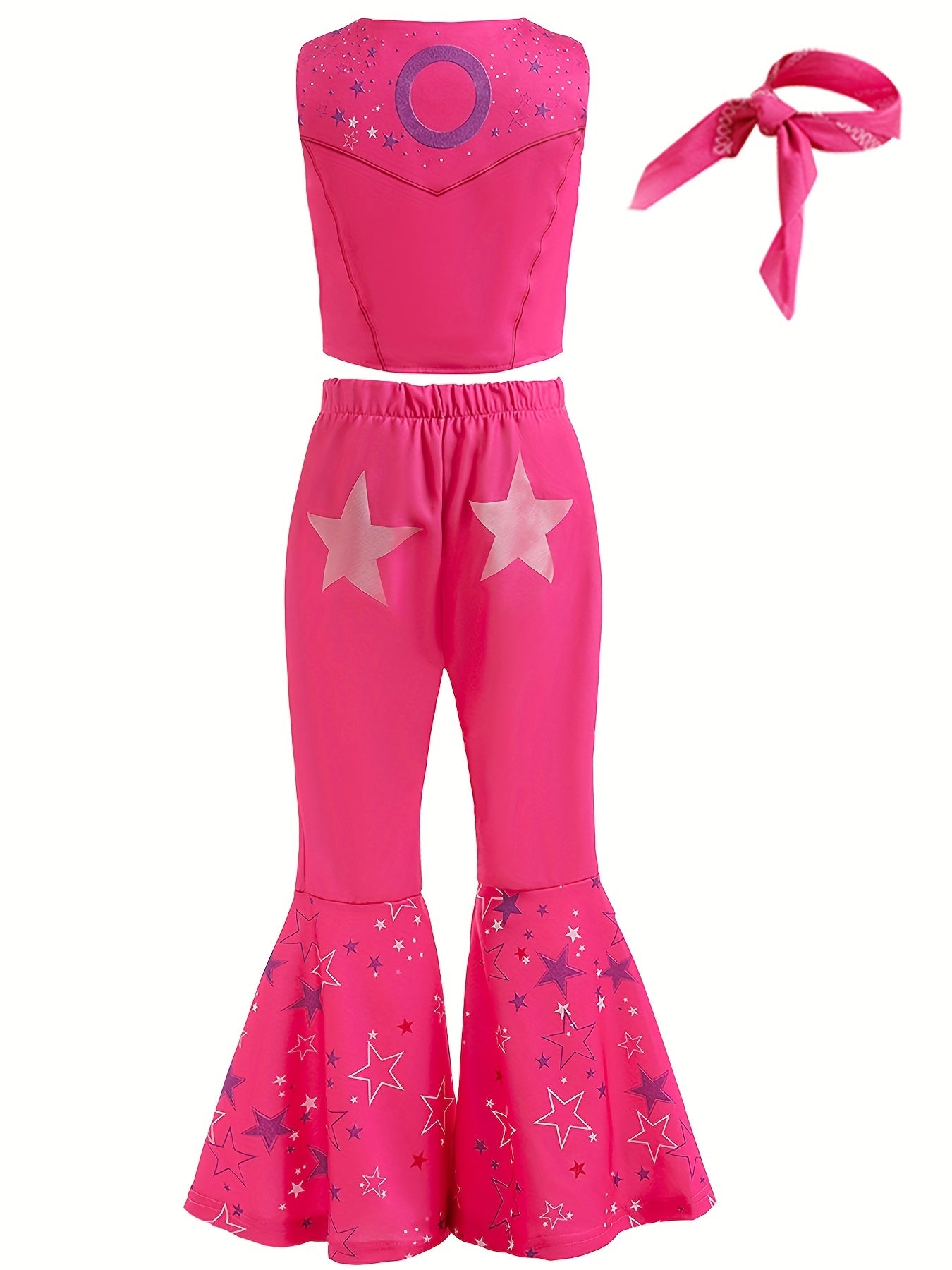Kid's Movie Doll Cosplay Costume, Vest & Flared Pants & Accesssories, Girl's Cowgirl Dress Up Suit For Halloween Party