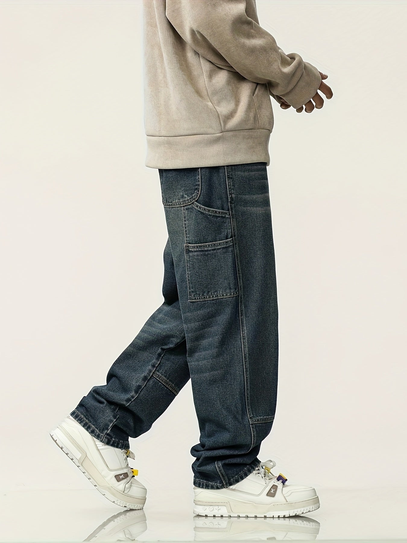 Men's Casual Loose-Fit Cotton Pants | Multi-Pocket Outdoor Utility | Non-Sheer Woven Fabric | Ideal for Spring/Fall