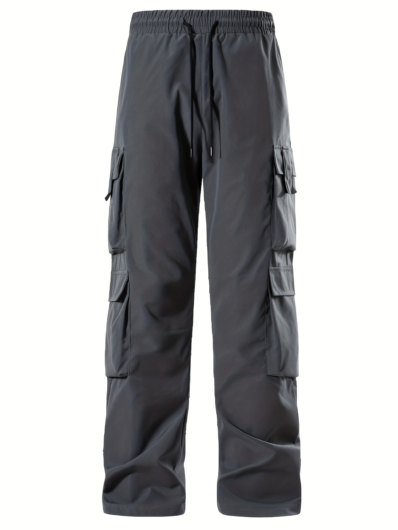 Mens Comfortable Loose Solid Cargo Pants - Multiple Spacious Pockets, Adjustable Casual Drawstring Waistband, Comfortable Loose Fit - Perfect for Outdoor Enthusiasts and Adventurers