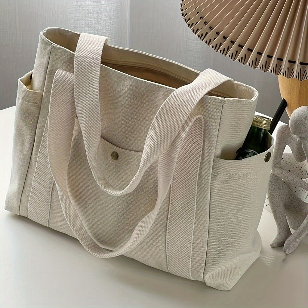 Large Capacity Canvas Tote Bag - Ample Storage Space, Durable, Versatile Design for Work, School, Travel - 3 Stylish Colors Available