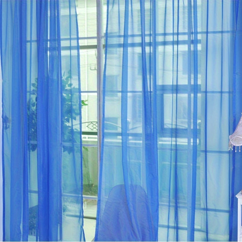 2pcs Vibrant Floral Sheer Voile Curtains - Lightweight, Breathable Window Panels for Living Room & Bedroom Decor, 78.7" x 39.4", Easy Care
