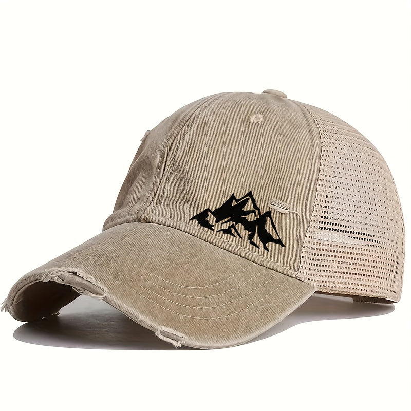 1pc Unisex Lightweight Solid Color Sports Baseball Cap with Hill Print Pattern - Adjustable Fit, Perfect for Outdoor Sports and Ideal Gift Choice
