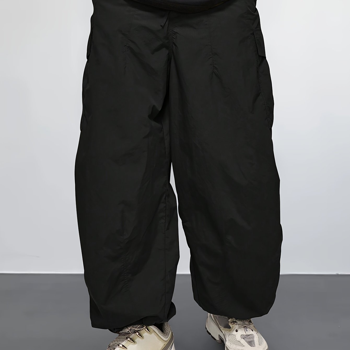 Rugged yet Stylish Mens Cargo Pants - Loose Fit, Solid Color with Flap Pockets & Adjustable Drawstring Hem - Ideal for Outdoor Adventures, Casual Wear & Street Style