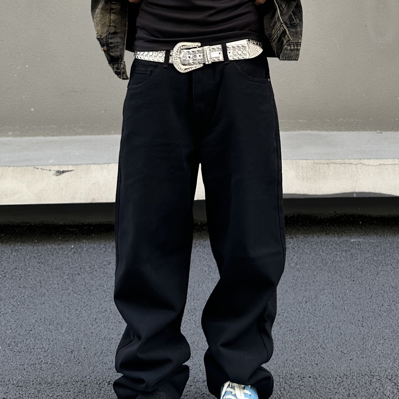 Mens Comfortable Loose Fit Wide Leg Jeans - Chic Street Style Denim Pants for Fashionable Men - High-Quality, Durable, and Sophisticated Design