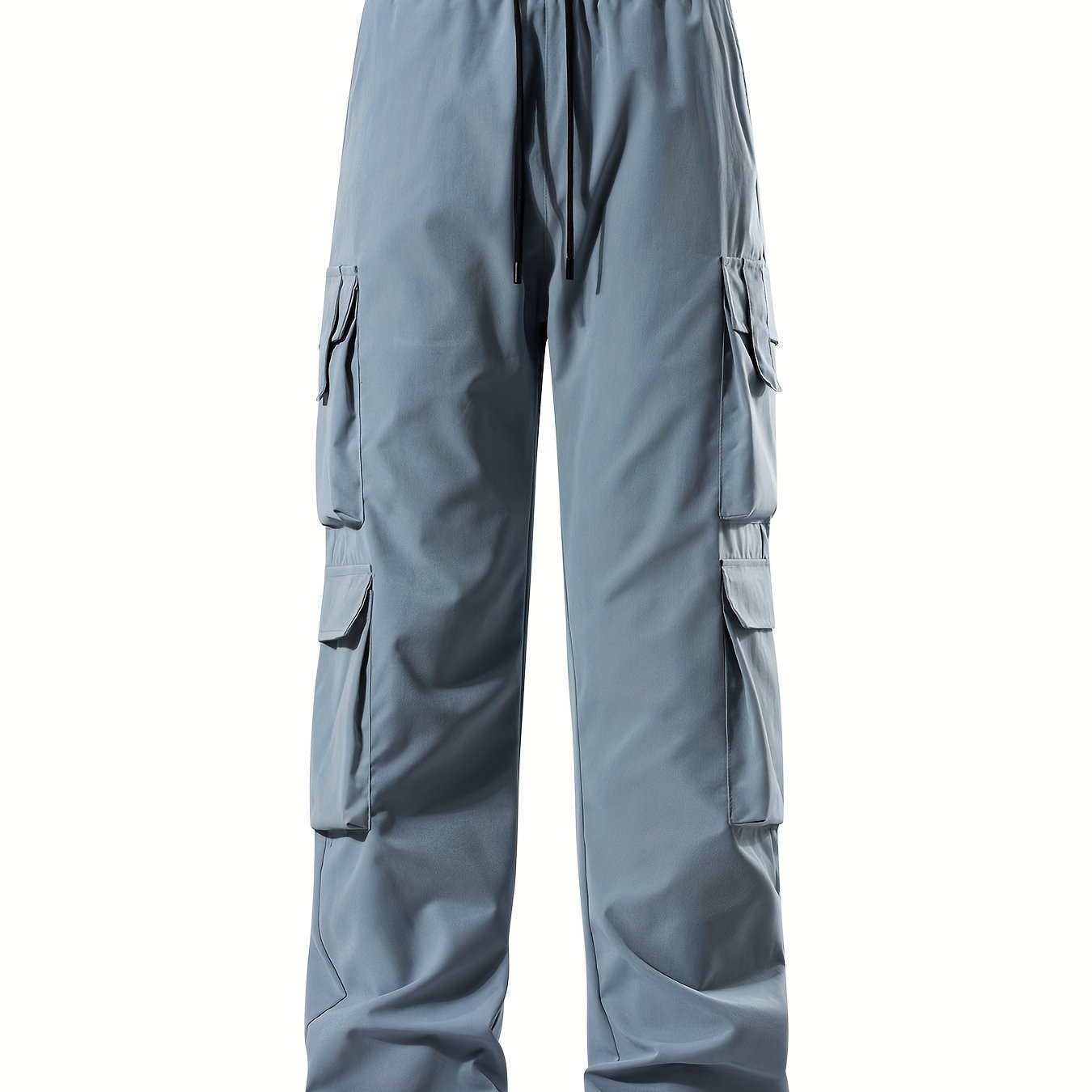 Mens Comfortable Loose Solid Cargo Pants - Multiple Spacious Pockets, Adjustable Casual Drawstring Waistband, Comfortable Loose Fit - Perfect for Outdoor Enthusiasts and Adventurers
