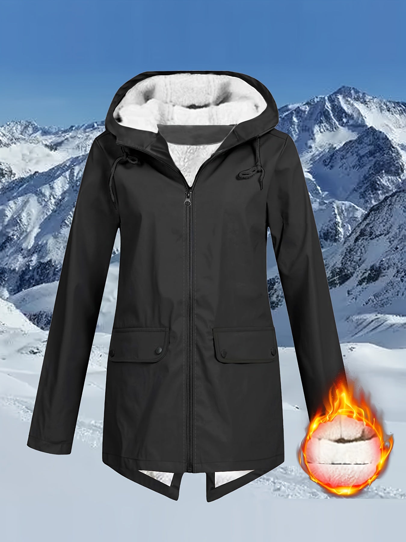 Womens Quilted Fleece Zip-Up Hooded Jacket - Wind-resistant, Adjustable Drawstring, Stylish Solid Colors - Ultra-Comfortable, Long Sleeve Outerwear for Casual Daily Wear