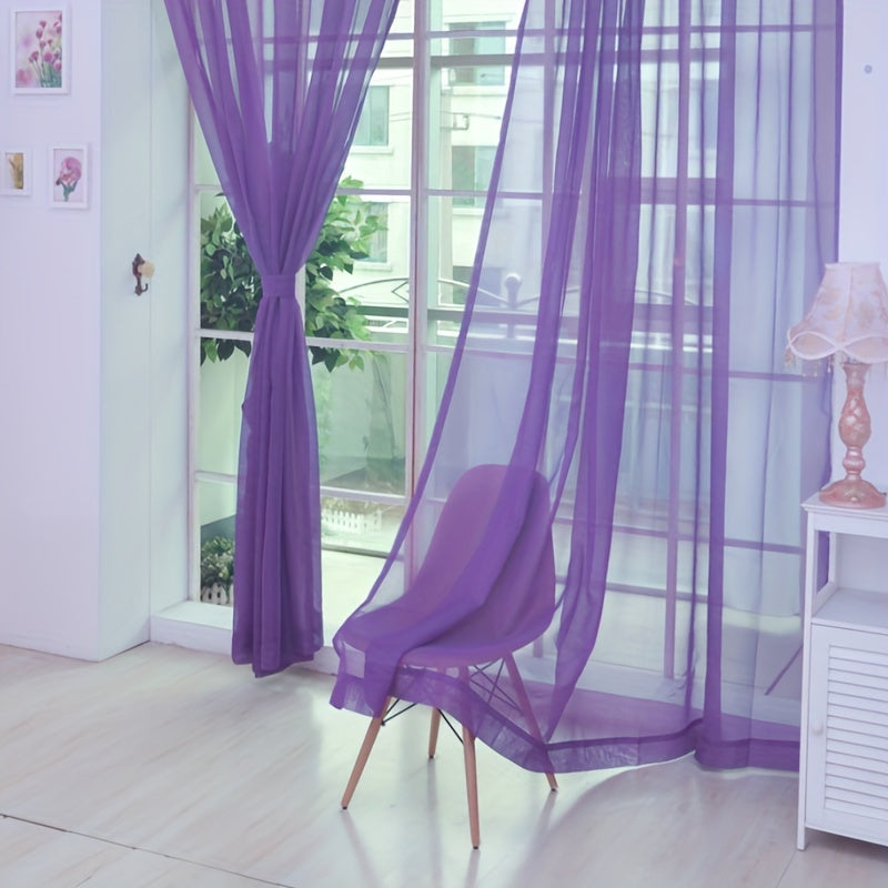 2pcs Vibrant Floral Sheer Voile Curtains - Lightweight, Breathable Window Panels for Living Room & Bedroom Decor, 78.7" x 39.4", Easy Care