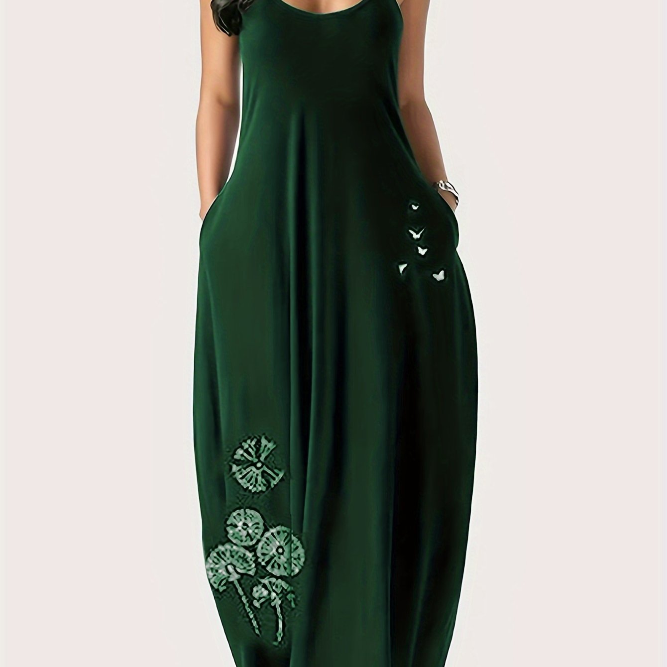Vibrant Dandelion Print Maxi Dress - Soft Polyester, Spaghetti Strap, Casual, Micro Elasticity, Positioning Printing, Summer Essential for Women
