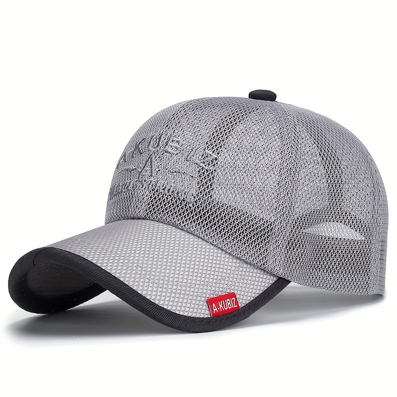 Men's Fashion Breathable Letter Mesh Baseball Cap, Outdoor Fishing Cap, Sun Hat