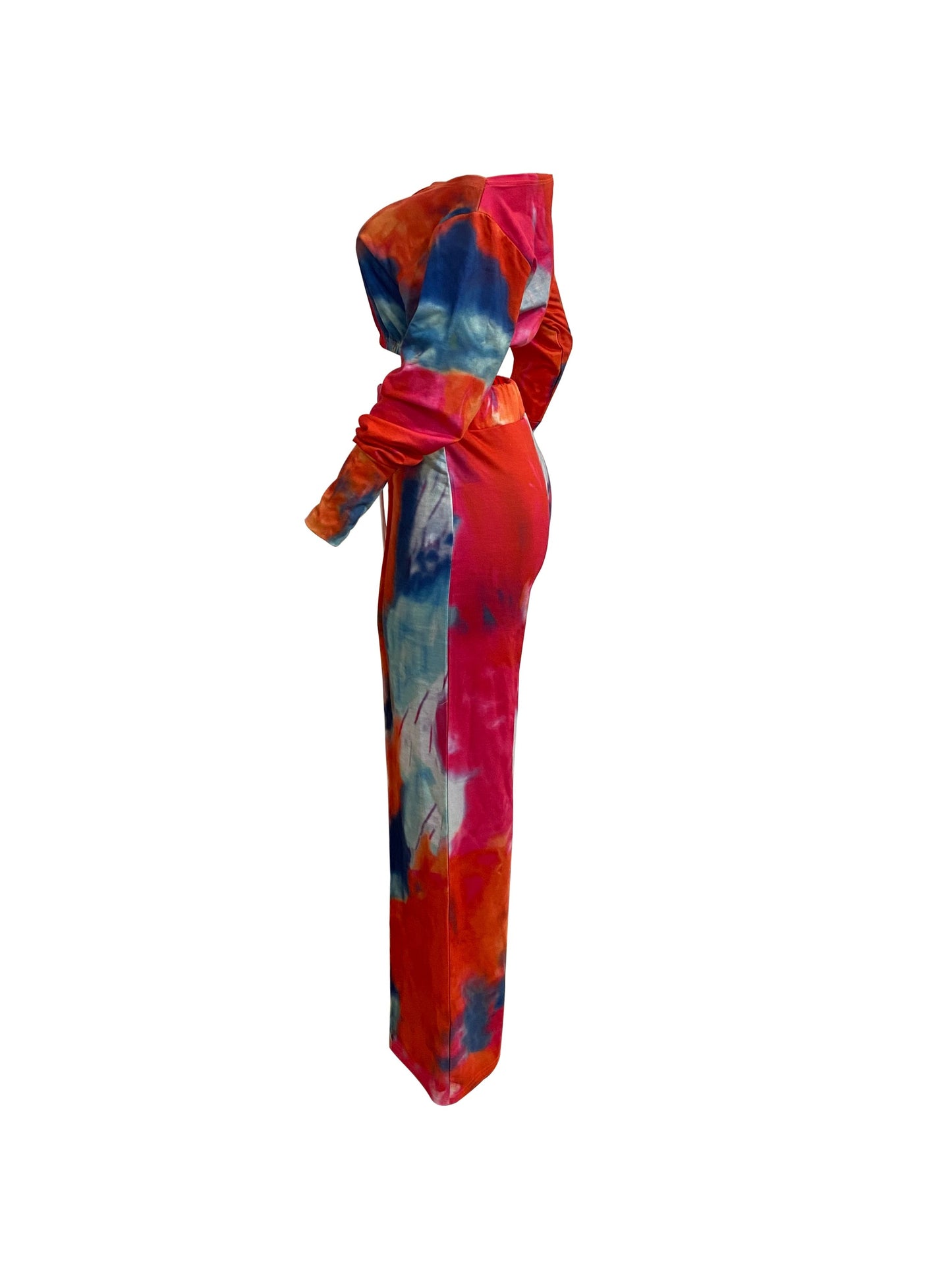 Trendy Tie Dye Two-piece Outfit Set - Soft Long Sleeve Crop Top & Adjustable Drawstring Pants - Casual, Comfortable, and Flattering Womens Clothing
