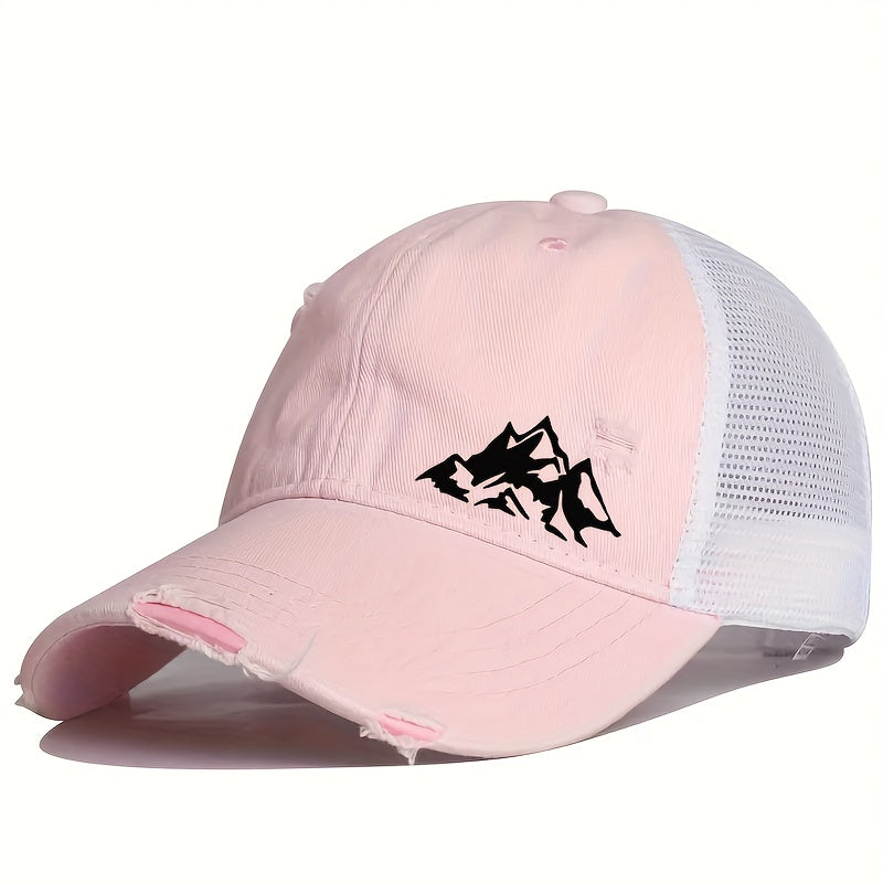1pc Unisex Lightweight Solid Color Sports Baseball Cap with Hill Print Pattern - Adjustable Fit, Perfect for Outdoor Sports and Ideal Gift Choice