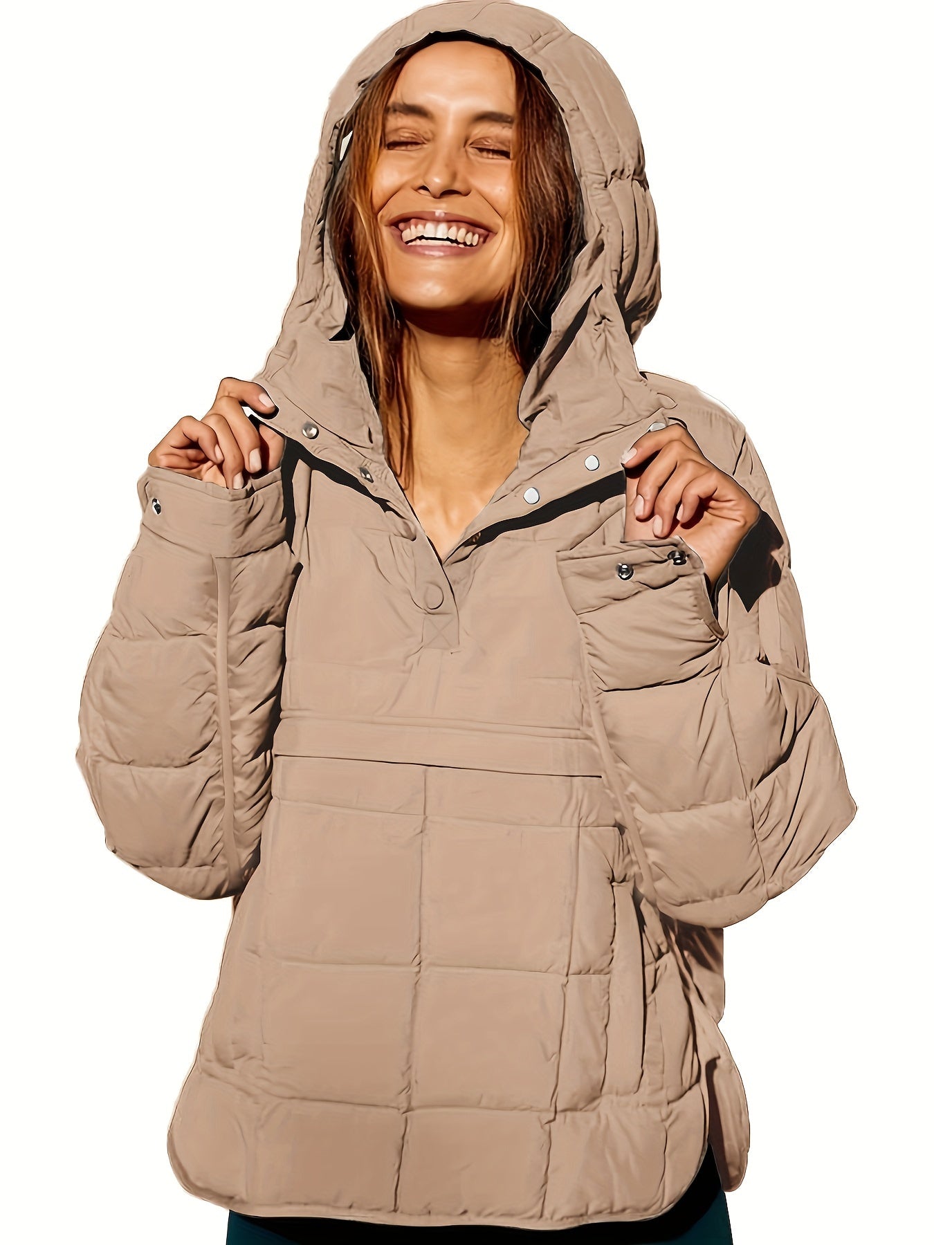 Womens Stylish Solid Hooded Winter Coat - Cozy Fleece Lined, Long Sleeve, Warm Outerwear for Fall & Winter - Versatile Casual Style