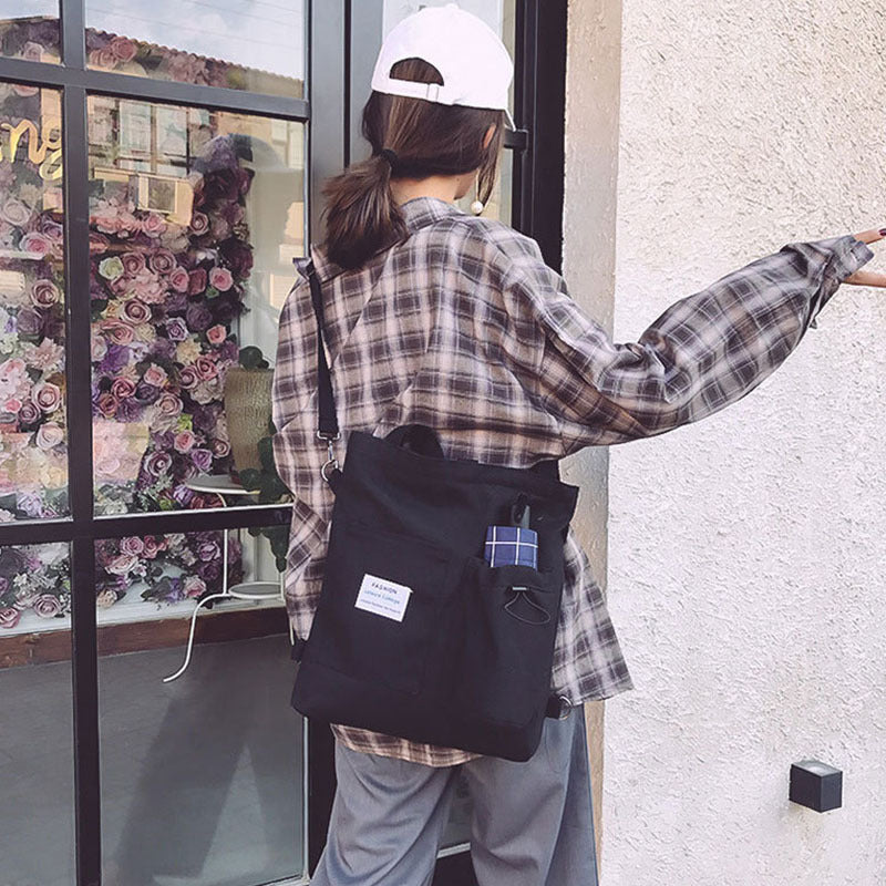 Square Canvas Bag Lady With One Shoulder Slung,Canvas Shoulder Bag for Women Large Capacity Crossbody Bag Satchel Canvas Tote Bag Handbags