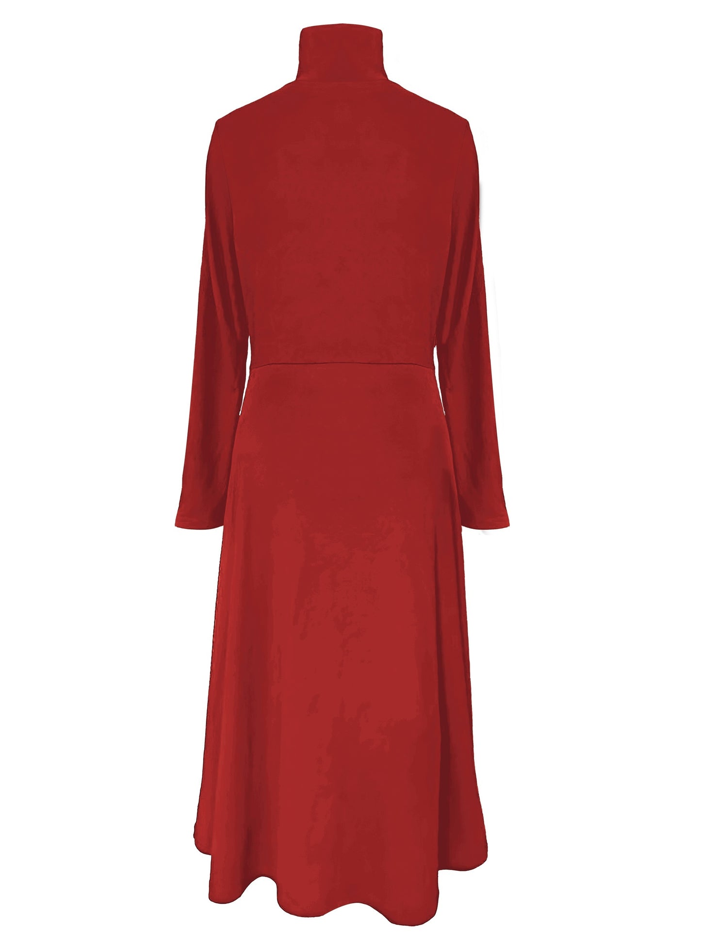 Midi Solid High Neck Long Sleeve Elegant Daily Dress for Women - Comfortable, Versatile, and Chic Clothing for Work, Date, or Casual Occasions - Perfect for Spring, Summer, and Autumn Seasons