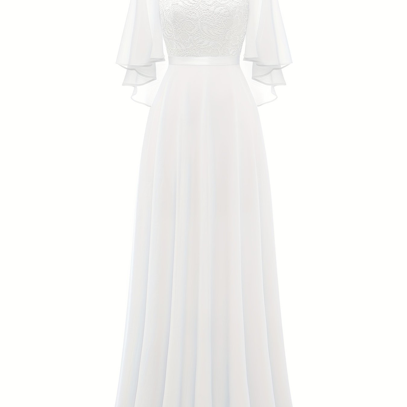 LOVECCR Timeless Solid Lace Aline Bridesmaid Dress - Chic Crew Neckline, Flattering Wedding Party Gown - Premium Womens Fashion