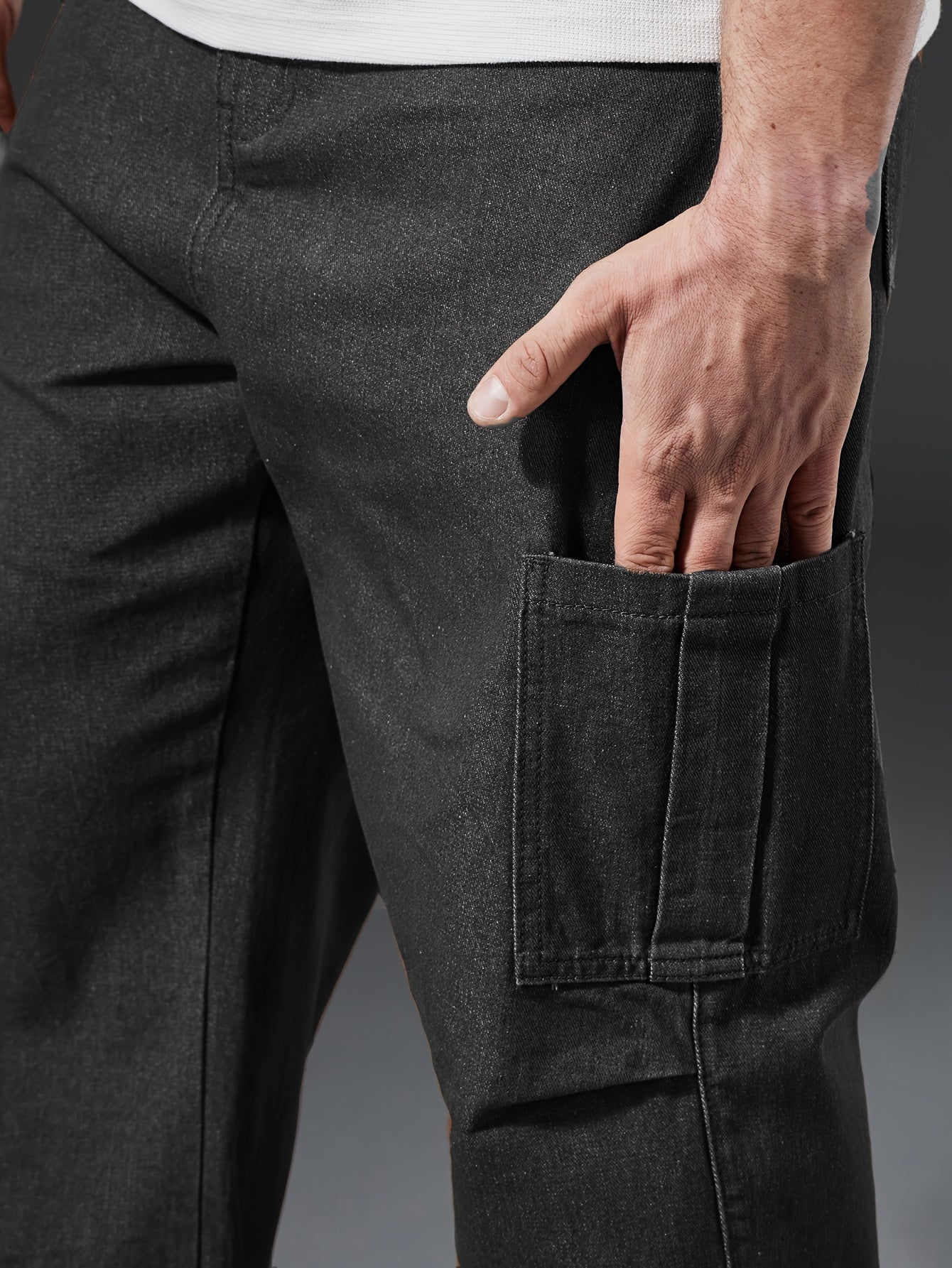 Relaxed Fit Mens Cargo Pants - Multi-Pocket, Washed, Non-Stretch Denim with Comfortable Causal Style for Outdoor Activities All-Year-Round