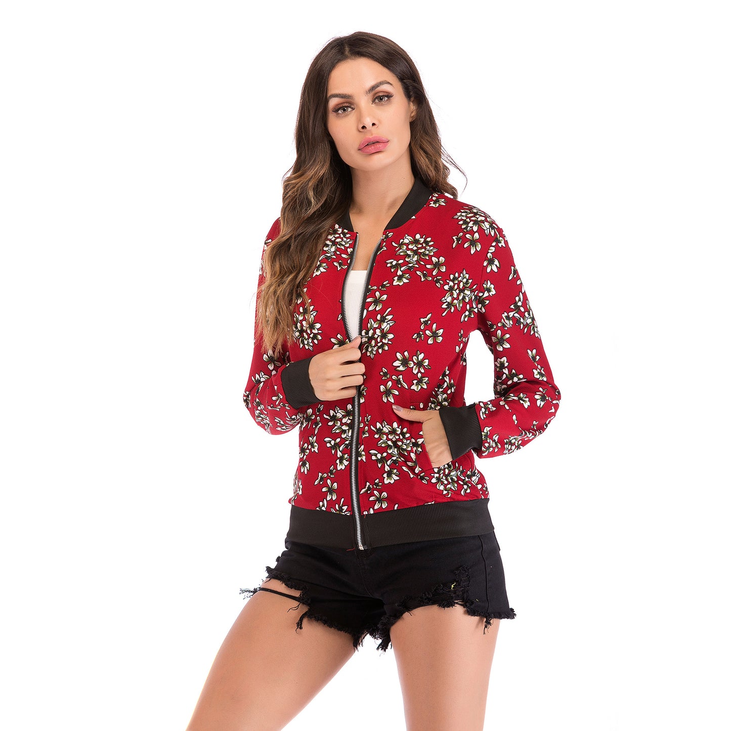 LOVECCR Hot trade autumn and winter baseball jersey 2025 women's clothing long-sleeved zipper printed jacket jacket women